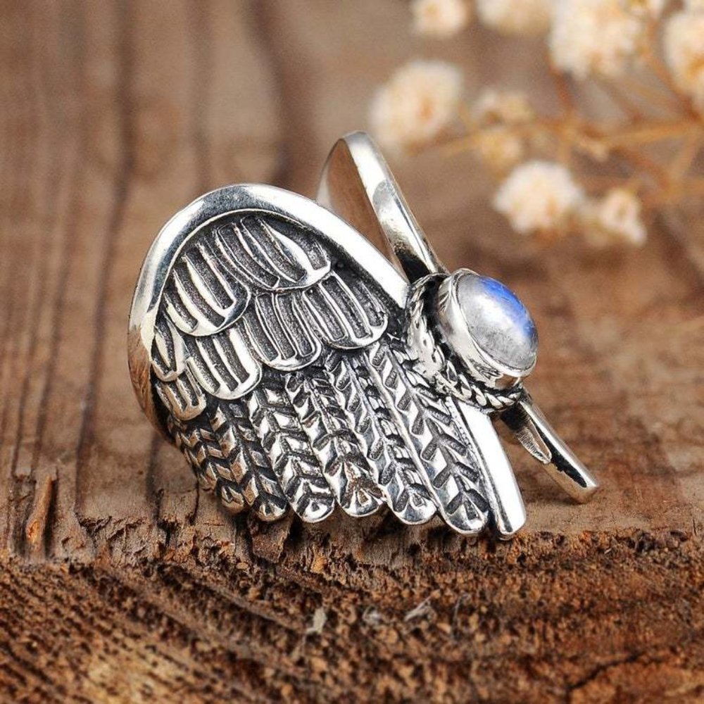 💛 925 Silver Plated New Arrival Angel Wings Rings For Women, MLNN1290